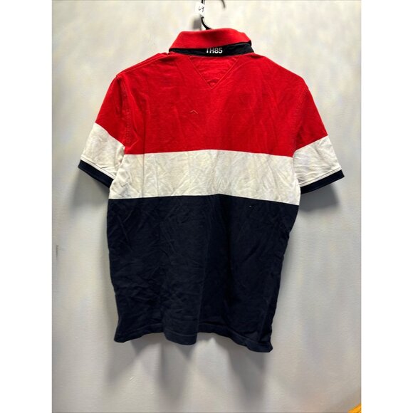 Tommy Hilfiger Mens Red/White/Blue Colorblock Polo Shirt Size M Stretch Cotton S - Picture 8 of 12